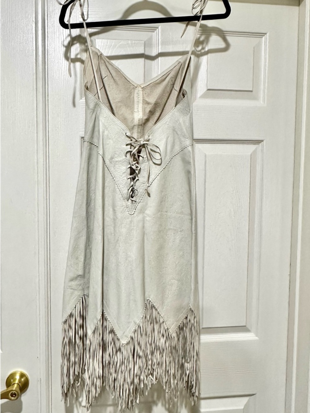 Clifford Olsen Leather from North Beach Leather fringe dress 1978 petite S - Picture 12 of 16